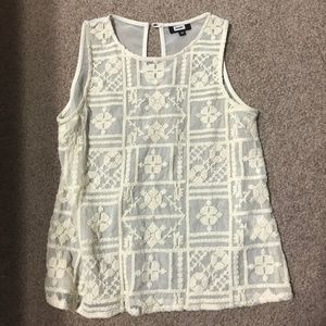 White Lace Front Embroidered Tank Sheer